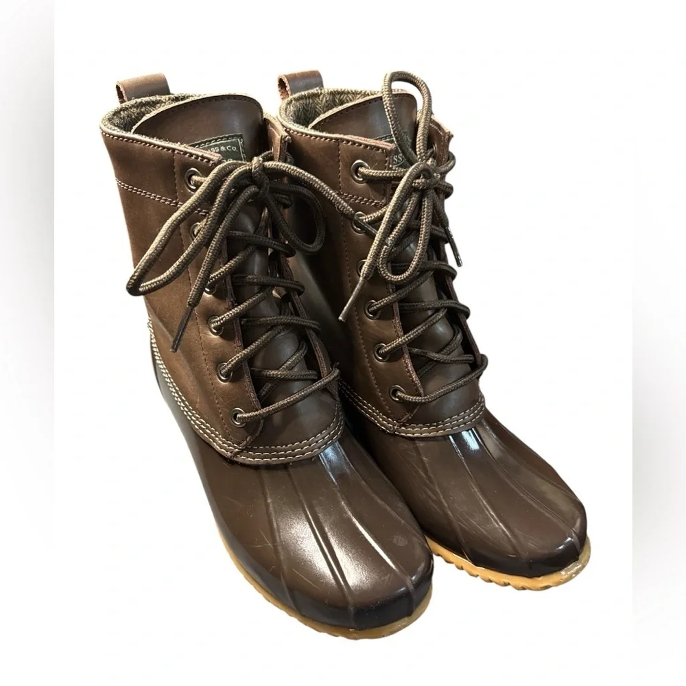 G.H. Bass & Co. Brown and Tan Harlequin Duck Rain Lace Up Boot Size 8